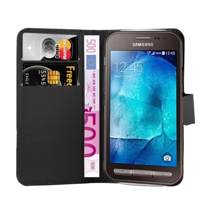 Cadorabo Ohišje, združljivo z Samsung Galaxy TREND 3 v oksidna črna - Zaščitni ovitek z magnetnim zapiranjem, stoječo funkcijo in režo za kartice