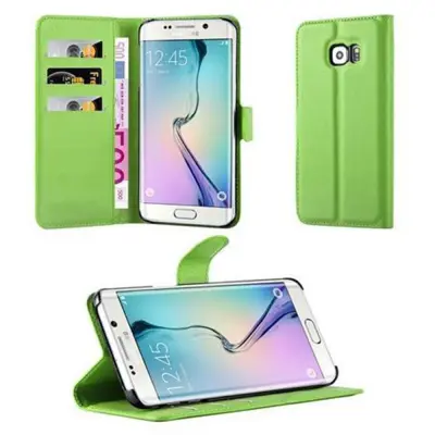 Cadorabo Ohišje, združljivo z Samsung Galaxy S6 EDGE v mravljično zelena - Zaščitni ovitek z magnetnim zapiranjem, stoječo funkcijo in režo za kartice