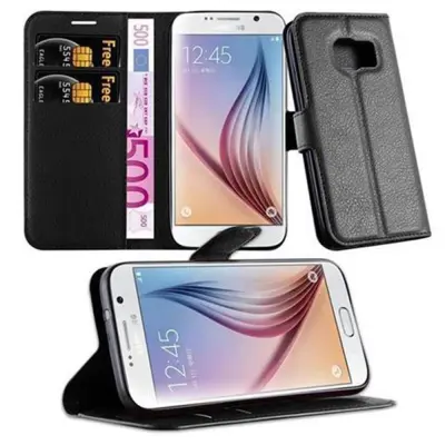 Cadorabo Ohišje, združljivo z Samsung Galaxy S7 v oksidna črna - Zaščitni ovitek z magnetnim zapiranjem, stoječo funkcijo in režo za kartice