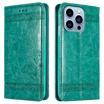 CADORABO Apple iPhone 13 PRO MAX v turkizna z okraski - Zaščitni ovitek z magnetnim zapiranjem, funkcijo stojala in režo za kartice