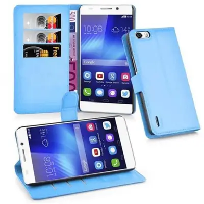 Cadorabo Ohišje, združljivo z Honor 6 PLUS v nebesno modra - Zaščitni ovitek z magnetnim zapiranjem, stoječo funkcijo in režo za kartice