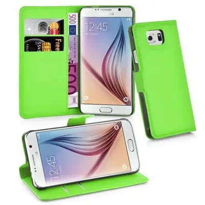Cadorabo Ohišje, združljivo z Samsung Galaxy S6 v mravljično zelena - Zaščitni ovitek z magnetnim zapiranjem, stoječo funkcijo in režo za kartice