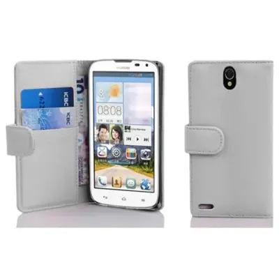 Cadorabo Ohišje, združljivo z Huawei ASCEND G610 v snežno bela - Zaščitni ovitek iz teksturiranega umetnega usnja in žep za kartice