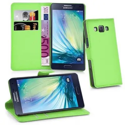 Cadorabo Ohišje, združljivo z Samsung Galaxy A3 2015 v mravljično zelena - Zaščitni ovitek z magnetnim zapiranjem, stoječo funkcijo in režo za kartice