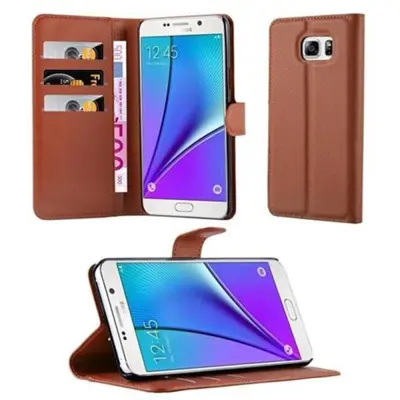 Cadorabo Ohišje, združljivo z Samsung Galaxy NOTE 5 v sedlo rjave barve - Zaščitni ovitek z magnetnim zapiranjem, stoječo funkcijo in režo za kartice