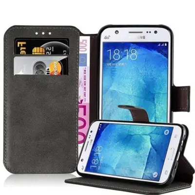 Cadorabo Ohišje, združljivo z Samsung Galaxy J5 2015 v mat siva - Zaščitni ovitek s funkcijo stojala in režo za kartice v retro dizajnu