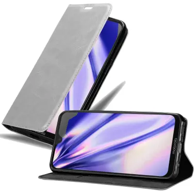 Cadorabo Ohišje, združljivo z Motorola MOTO G7 / G7 PLUS v titansko siva - Zaščitni ovitek z magnetnim zapiranjem, stoječo funkcijo in režo za kartice
