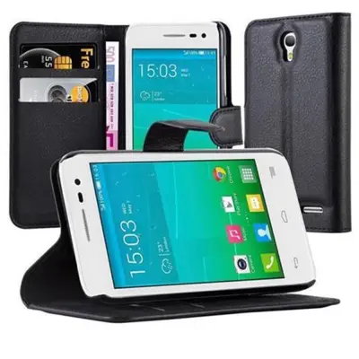 Cadorabo Ohišje, združljivo z Alcatel OneTouch POP S3 v oksidna črna - Zaščitni ovitek z magnetnim zapiranjem, stoječo funkcijo in režo za kartice