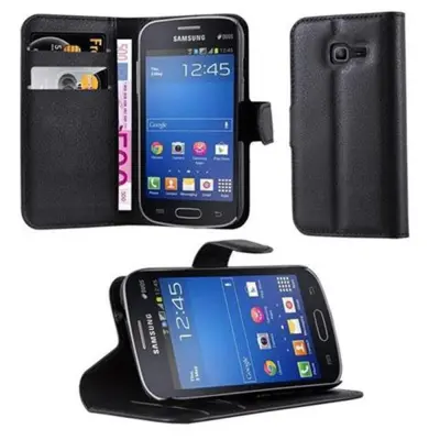 Cadorabo Ohišje, združljivo z Samsung Galaxy STAR PRO v oksidna črna - Zaščitni ovitek z magnetnim zapiranjem, stoječo funkcijo in režo za kartice