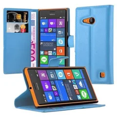 Cadorabo Ohišje, združljivo z Nokia Lumia 730 v nebesno modra - Zaščitni ovitek z magnetnim zapiranjem, stoječo funkcijo in režo za kartice