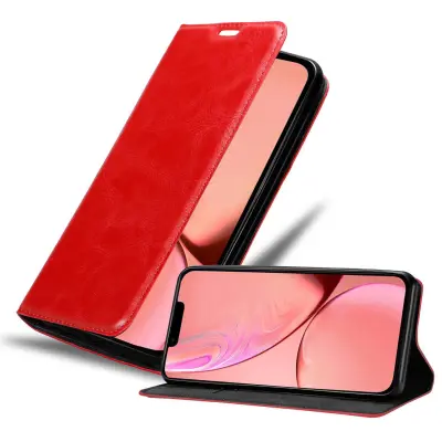 Cadorabo Ohišje, združljivo z Apple iPhone 13 PRO MAX v rdeče jabolko - Zaščitni ovitek z magnetnim zapiranjem, stoječo funkcijo in režo za kartice