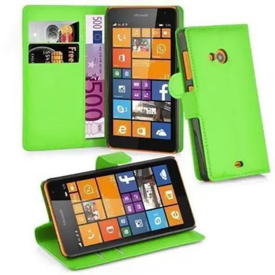 Cadorabo Ohišje, združljivo z Nokia Lumia 535 v mravljično zelena - Zaščitni ovitek z magnetnim zapiranjem, stoječo funkcijo in režo za kartice