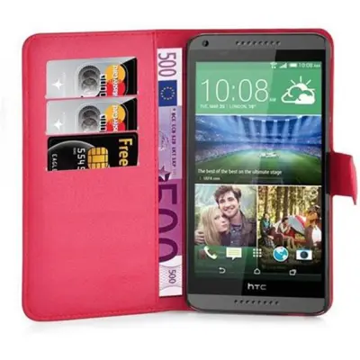 Cadorabo Ohišje, združljivo z HTC Desire 820 v rdeče sladkorno jabolko - Zaščitni ovitek z magnetnim zapiranjem, stoječo funkcijo in režo za kartice