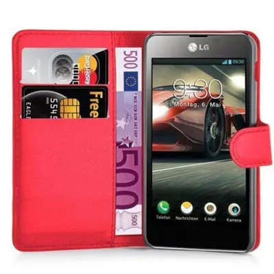 CADORABO LG OPTIMUS F5/LUCID 2 v rdeče sladkorno jabolko - Zaščitni ovitek z magnetnim zapiranjem, stoječo funkcijo in režo za kartice