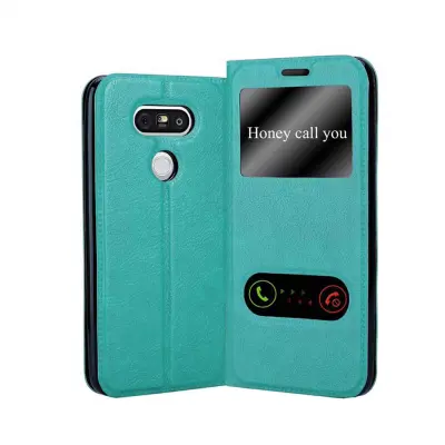 Cadorabo Ohišje, združljivo z LG G5 v mint turquoise - Zaščitni ovitek z magnetnim zapiranjem, stoječo funkcijo in 2 okencema za gledanje