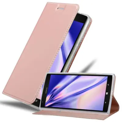 Cadorabo Ohišje, združljivo z Nokia Lumia 1520 v klasična rožnata zlata - Zaščitni ovitek z magnetnim zapiranjem, stoječo funkcijo in režo za kartice