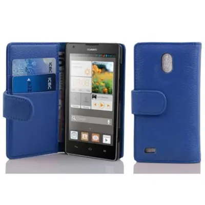 Cadorabo Ohišje, združljivo z Huawei ASCEND G700 v mornarsko modra - Zaščitni ovitek iz teksturiranega umetnega usnja in žep za kartice