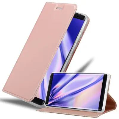 Cadorabo Ohišje, združljivo z Nokia 8 Sirocco v klasična rožnata zlata - Zaščitni ovitek z magnetnim zapiranjem, stoječo funkcijo in režo za kartice