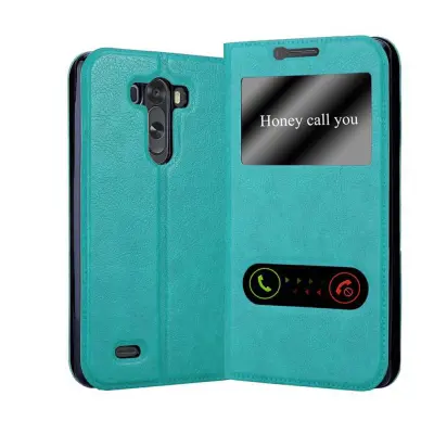 Cadorabo Ohišje, združljivo z LG G3 v mint turquoise - Zaščitni ovitek z magnetnim zapiranjem, stoječo funkcijo in 2 okencema za gledanje