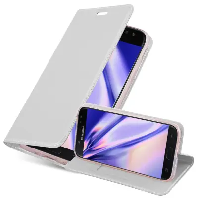 Cadorabo Ohišje, združljivo z Samsung Galaxy J5 2017 v klasično srebrno - Zaščitni ovitek z magnetnim zapiranjem, stoječo funkcijo in režo za kartice