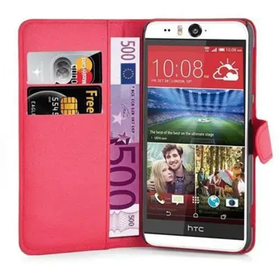 Cadorabo Ohišje, združljivo z HTC Desire EYE v rdeče sladkorno jabolko - Zaščitni ovitek z magnetnim zapiranjem, stoječo funkcijo in režo za kartice