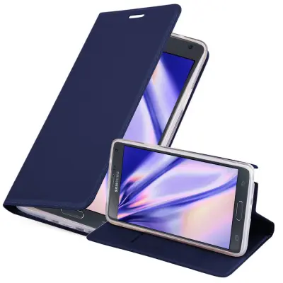 CADORABO Samsung Galaxy NOTE 4 v klasična temno modra - Zaščitni ovitek z magnetnim zapiranjem, stoječo funkcijo in režo za kartice