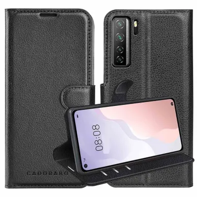 Cadorabo Ohišje, združljivo z Huawei NOVA 7 SE v oksidna črna - Zaščitni ovitek z magnetnim zapiranjem, stoječo funkcijo in režo za kartice
