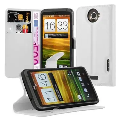 Cadorabo Ohišje, združljivo z HTC ONE X / X+ v snežno bela - Zaščitni ovitek z magnetnim zapiranjem, stoječo funkcijo in režo za kartice