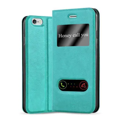CADORABO Apple iPhone 6 PLUS/6S PLUS v mint turquoise - Zaščitni ovitek z magnetnim zapiranjem, stoječo funkcijo in 2 okencema za gledanje