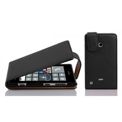 Cadorabo Ohišje, združljivo z Nokia Lumia 720 v oksidna črna - Zaščitni ovitek v obliki flipa iz teksturiranega umetnega usnja
