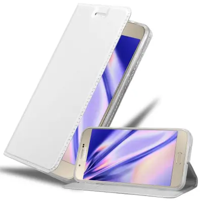 Cadorabo Ohišje, združljivo z Samsung Galaxy A8 2015 v klasično srebrno - Zaščitni ovitek z magnetnim zapiranjem, stoječo funkcijo in režo za kartice
