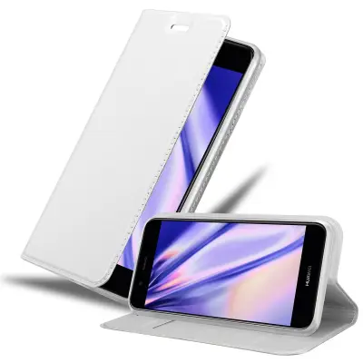 Cadorabo Ohišje, združljivo z Huawei NOVA 2 v klasično srebrno - Zaščitni ovitek z magnetnim zapiranjem, stoječo funkcijo in režo za kartice