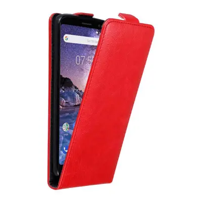 Cadorabo Ohišje, združljivo z Nokia 7 PLUS v rdeče jabolko - Zaščitni ovitek v obliki flipa z magnetnim zapiranjem
