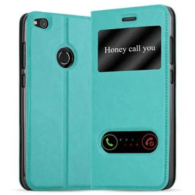 CADORABO Huawei P8 LITE 2017/P9 LITE 2017 v mint turquoise - Zaščitni ovitek z magnetnim zapiranjem, stoječo funkcijo in 2 okencema za gledanje