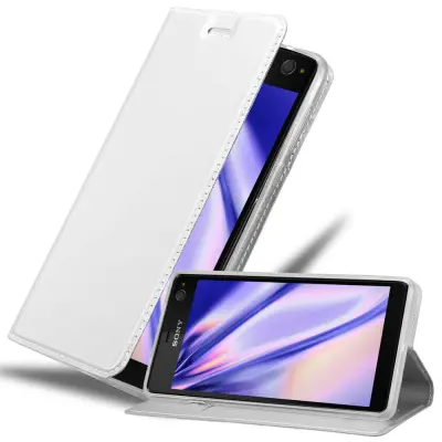 Cadorabo Ohišje, združljivo z Sony Xperia C4 v klasično srebrno - Zaščitni ovitek z magnetnim zapiranjem, stoječo funkcijo in režo za kartice