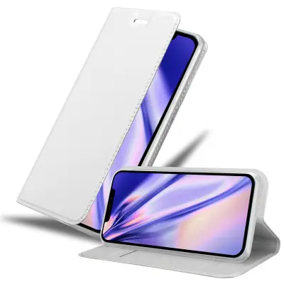 Cadorabo Ohišje, združljivo z Apple iPhone 12 PRO MAX v klasično srebrno - Zaščitni ovitek z magnetnim zapiranjem, stoječo funkcijo in režo za kartice
