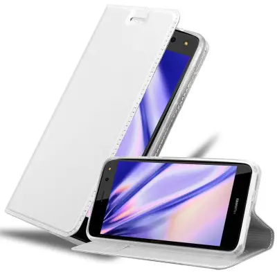 CADORABO Huawei Y5 2017/Y6 2017 v klasično srebrno - Zaščitni ovitek z magnetnim zapiranjem, stoječo funkcijo in režo za kartice