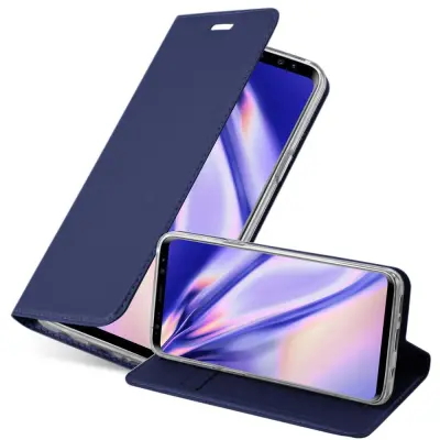 Cadorabo Ohišje, združljivo z Samsung Galaxy S9 v klasična temno modra - Zaščitni ovitek z magnetnim zapiranjem, stoječo funkcijo in režo za kartice