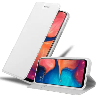 CADORABO Samsung Galaxy A10e/A20e v klasično srebrno - Zaščitni ovitek z magnetnim zapiranjem, stoječo funkcijo in režo za kartice