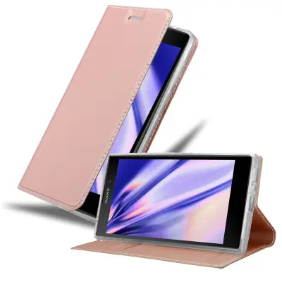 Cadorabo Ohišje, združljivo z Sony Xperia L2 v klasična rožnata zlata - Zaščitni ovitek z magnetnim zapiranjem, stoječo funkcijo in režo za kartice