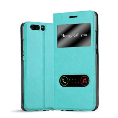 Cadorabo Ohišje, združljivo z Huawei P10 v mint turquoise - Zaščitni ovitek z magnetnim zapiranjem, stoječo funkcijo in 2 okencema za gledanje