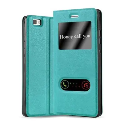CADORABO Huawei P8 LITE 2015 v mint turquoise - Zaščitni ovitek z magnetnim zapiranjem, stoječo funkcijo in 2 okencema za gledanje