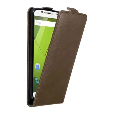 Cadorabo Ohišje, združljivo z Motorola MOTO X PLAY v kava rjava - Zaščitni ovitek v obliki flipa z magnetnim zapiranjem