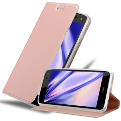 Cadorabo Ohišje, združljivo z Huawei Y5 2017 / Y6 2017 v klasična rožnata zlata - Zaščitni ovitek z magnetnim zapiranjem, stoječo funkcijo in režo za kartice