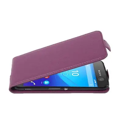 Cadorabo Ohišje, združljivo z Sony Xperia M5 v pastelno vijolično - Zaščitni ovitek v obliki flipa iz teksturiranega umetnega usnja