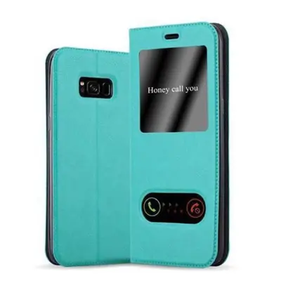 Cadorabo Ohišje, združljivo z Samsung Galaxy S8 v mint turquoise - Zaščitni ovitek z magnetnim zapiranjem, stoječo funkcijo in 2 okencema za gledanje