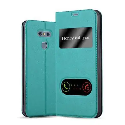 Cadorabo Ohišje, združljivo z LG G6 v mint turquoise - Zaščitni ovitek z magnetnim zapiranjem, stoječo funkcijo in 2 okencema za gledanje