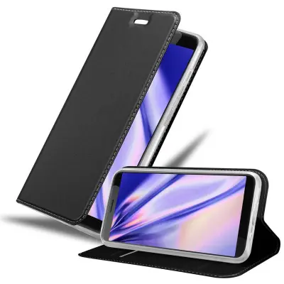 Cadorabo Ohišje, združljivo z HTC Desire 12 v klasična črna - Zaščitni ovitek z magnetnim zapiranjem, stoječo funkcijo in režo za kartice