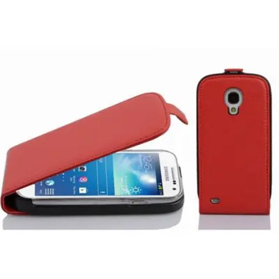 Cadorabo Ohišje, združljivo z Samsung Galaxy S4 MINI v rdeče sladkorno jabolko - Zaščitni ovitek v obliki flipa iz teksturiranega umetnega usnja