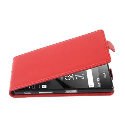 Cadorabo Ohišje, združljivo z Sony Xperia Z5 PREMIUM v rdeče sladkorno jabolko - Zaščitni ovitek v obliki flipa iz teksturiranega umetnega usnja